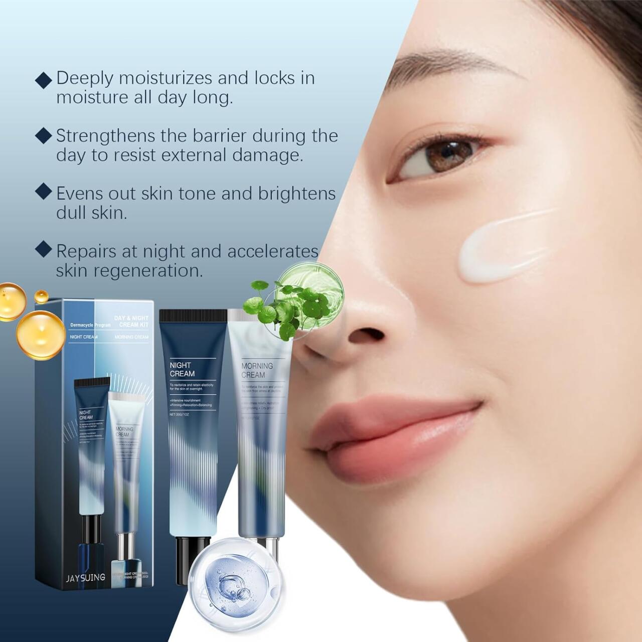 Kit Crema Hidratante de Día y Noche con Extracto de Centella Asiática 🌙☀️🌿