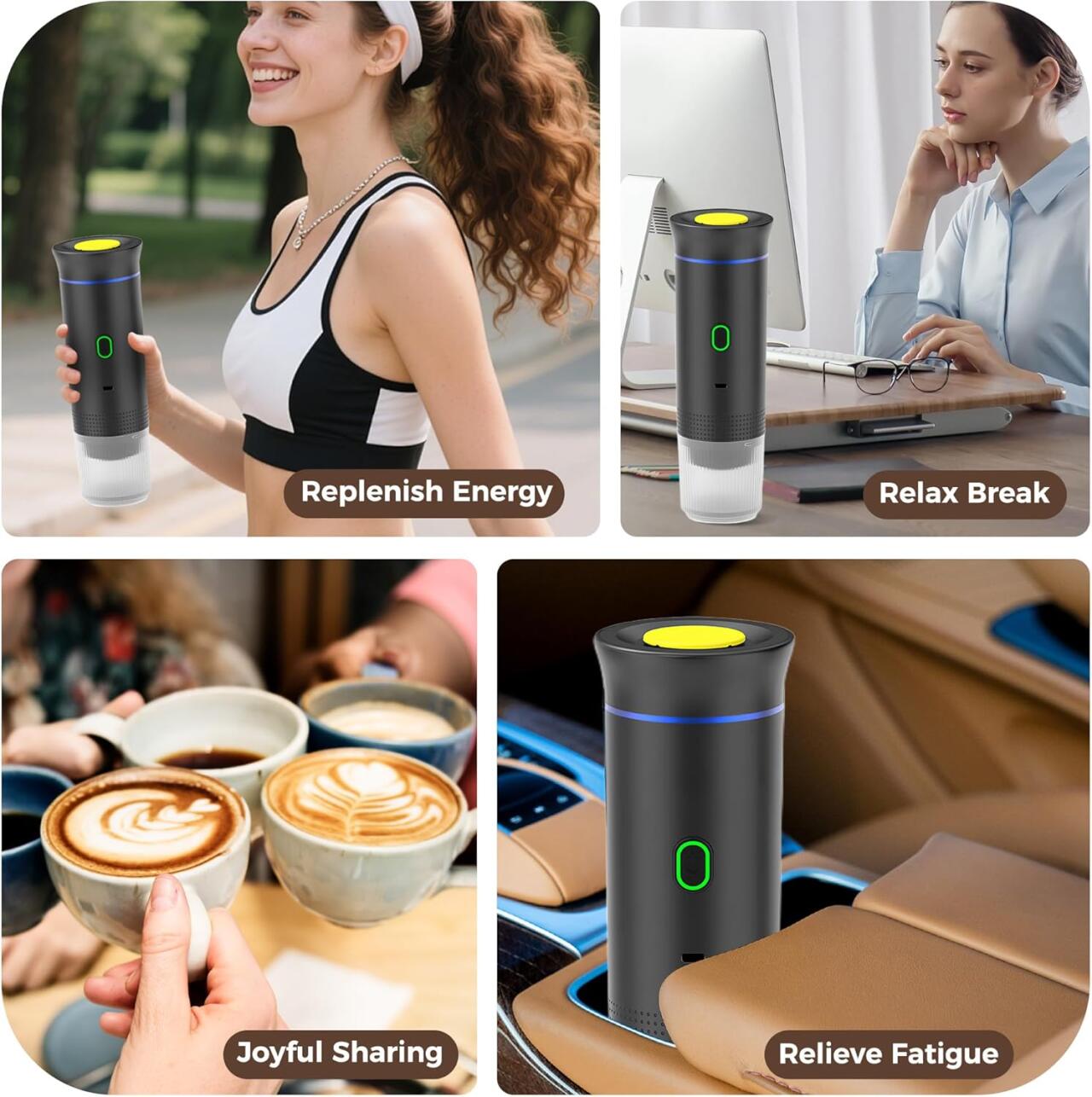 Cafetera Portátil 3 en 1 – Máquina de Café Espresso Compacta y Recargable para Cápsulas, Café Molido e Instantáneo